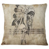 American Indian Warrior Tattoo Sketch Abstract Throw Pillow, 18"x18"