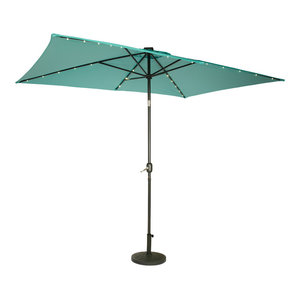 Deluxe Solar Powered Led Lighted Patio Umbrella 9 Peacock Blue Contemporary Outdoor Umbrellas By Trademark Innovations