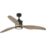 Progress Lighting - Farris 3-Blade Carved Wood 60" Ceiling Fan, Graphite - Farris features three solid wood carved blades to form a sleek, modern design. The 60" ceiling fan includes an integrated LED light kit that is removable to provide the option in non-illuminated applications. Available in Brushed Nickel, Oil Rubbed Bronze and Graphite finishes. A full function remote control with batteries is included, and the dual mount canopy accommodates flat or sloped ceilings.