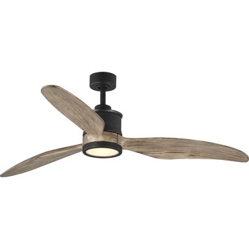 Farris 3-Blade Carved Wood 60" Ceiling Fan, Graphite