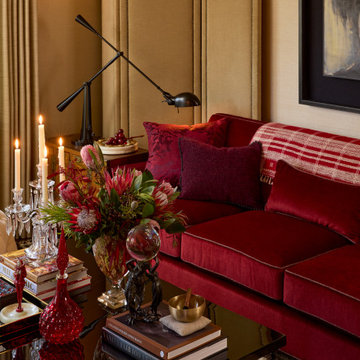 Living Room with Jewel-Toned Drama & Curated Charm