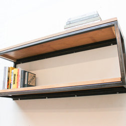 Orla Welded Dark Steel Box Section and Premium Oak Shelves - Display & Wall Shelves