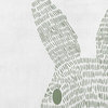 Monochrome Bunny Easter Decorative Throw Pillow, Laurel Tree Green, 18x18"