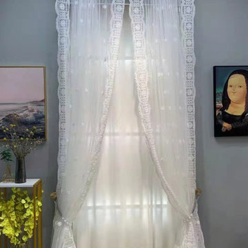 QYI221F Venus Embroidery Beautiful White Snowflake Custom Made Sheer