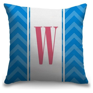 "Letter W - Vertical Stripes" Outdoor Pillow 18"x18"