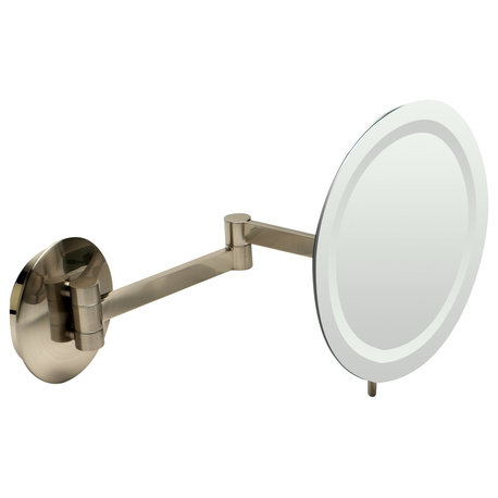 ALFI ABM9WLED-BN Brushed Nickel Wall Mount 9" 5x Magnifying Mirror With Light