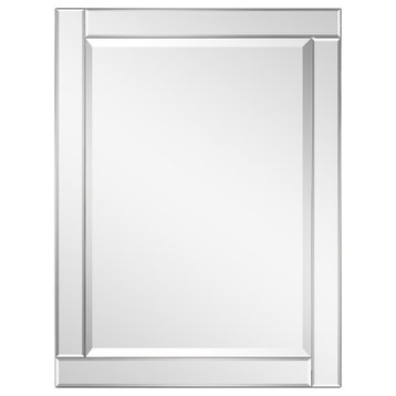 Beveled Rectangle Wall Mirror, Solid Wood Frame With 1"-Beveled Center, 30" X 40"