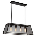 CWI Lighting - Macleay 4 Light Down Chandelier With Black Finish - Accentuate your dark and dreamy industrial space with striking light source with minimal detailing. Styled with a look that's contemporary yet country-modern, the Macleay 4 Light Chandelier will furnish your home with a welcoming glow. Suspended from a rectangular canopy in black is an oversized  31 inch metal mesh shade that helps diffuse the light coming from four bulbs for a glow that's soft, subdued, and relaxed. Feel confident with your purchase and rest assured. This fixture comes with a one year warranty against manufacturers defects to give you peace of mind that your product will be in perfect condition.