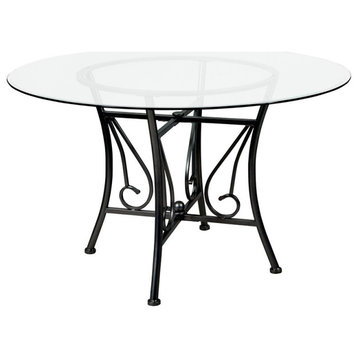 Princeton 48" Round Glass Dining Table With Black Metal Frame