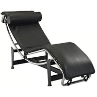 CAMERON LEATHER CHAISE LOUNGE/BLACK