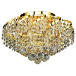 Elegant Lighting - Elegant Lighting VECA1F16G/RC Belenus - Six Light Flush Mount - A luxurious take on the classic empire chandelier, Belenus collection flush mounts add glamour to a dining room, foyer, or bathroom. Curls of gold or silver spiral along the top of this chandelier while octagon crystal strands drape downward to a profusion of crystal balls for the ultimate refraction from any angle. Soft candelabra bulbs (not included) are tucked inside to create a warm glow hidden within. Available in a gold or chrome finish.  Room use: Dining room; Living room; Bedroom; Bathroom; Entry Way; Closet  Fixture is 16 inches in diameter and 10 inches in height  Warm, brilliant light is created by 6 light bulbs. (not included).   Dining Room/Living Room/Bedroom/Bathroom/Entry Way/Closet 2 Years  Mounting Direction: Down  Assembly Required: Yes  Canopy Included: Yes  Shade Included: Yes  Dimable: YesBelenus Six Light Flush Mount Gold *UL Approved: YES *Energy Star Qualified: n/a  *ADA Certified: n/a  *Number of Lights: Lamp: 6-*Wattage:40w E12 bulb(s) *Bulb Included:No *Bulb Type:E12 *Finish Type:Gold