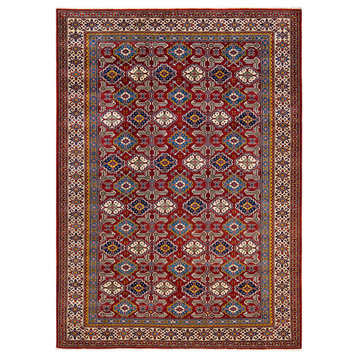 Tribal, One-of-a-Kind Hand-Knotted Area Rug Red, 6'6"x8'10"