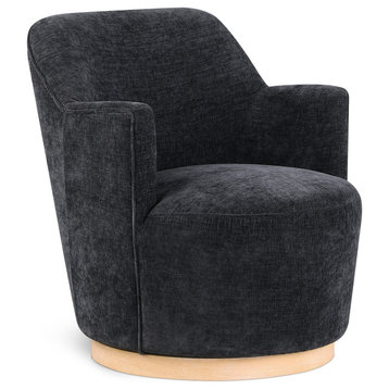 Clarita Upholstered Swivel Accent Chair, Black, Chenille Fabric