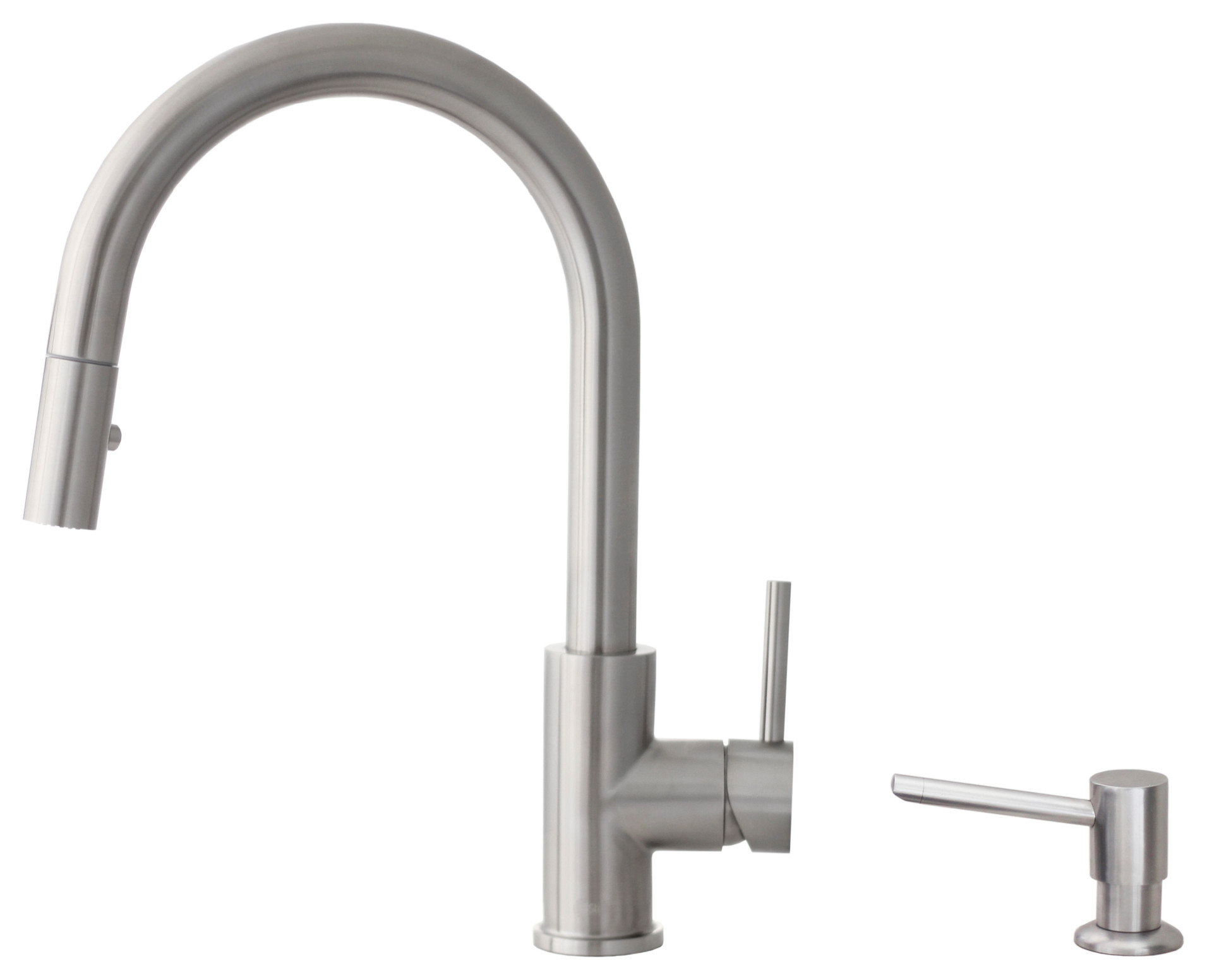 Single Handle Stainless Steel Pull Down Kitchen Faucet With Soap Dispenser