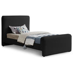 Meridian Furniture - Stylus Black Boucle Fabric Full Bed, Black, Twin - Make this Stylus boucle fabric bed the focal point of your new bedroom makeover. This lovely bed features an uber modern look with its curved headboard and footboard and its all-over neutral color. Black boucle upholstery adds a softness to this contemporary design while feeling gentle and welcoming to the skin while you watch TV or read in bed. A sturdy frame adds resilience and long life to the bed's construction for continued enjoyment and performance.