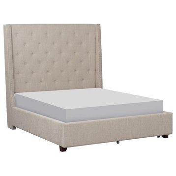 Lexicon Fairborn Fabric Queen Bed with Storage Drawers in Beige