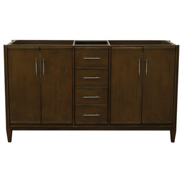 60" Double Vanity, Walnut Finish - Cabinet Only
