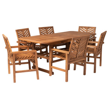 7-Piece Extendable Outdoor Patio Dining Set, Brown