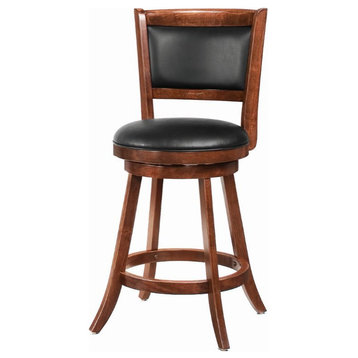 Coaster Upholstered Faux Leather Swivel Counter Height Stool in Black