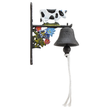 Cast Iron Dinner Bell, Holstein Dairy Cow, Colorful
