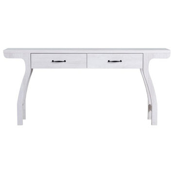 Furniture of America Domi Transitional Wood 2-Drawer Console Table in White Oak