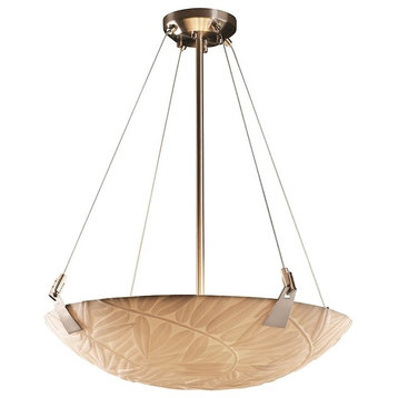 Justice Design Tapered Clips LED Pendant, Round, Bamboo/Brushed Nickel, 24"