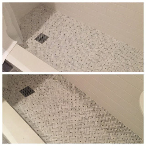 Marble shower tile getting darker