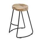 The Urban Port 30" Contemporary Wood Saddle Seat Large Barstool in Brown/Black