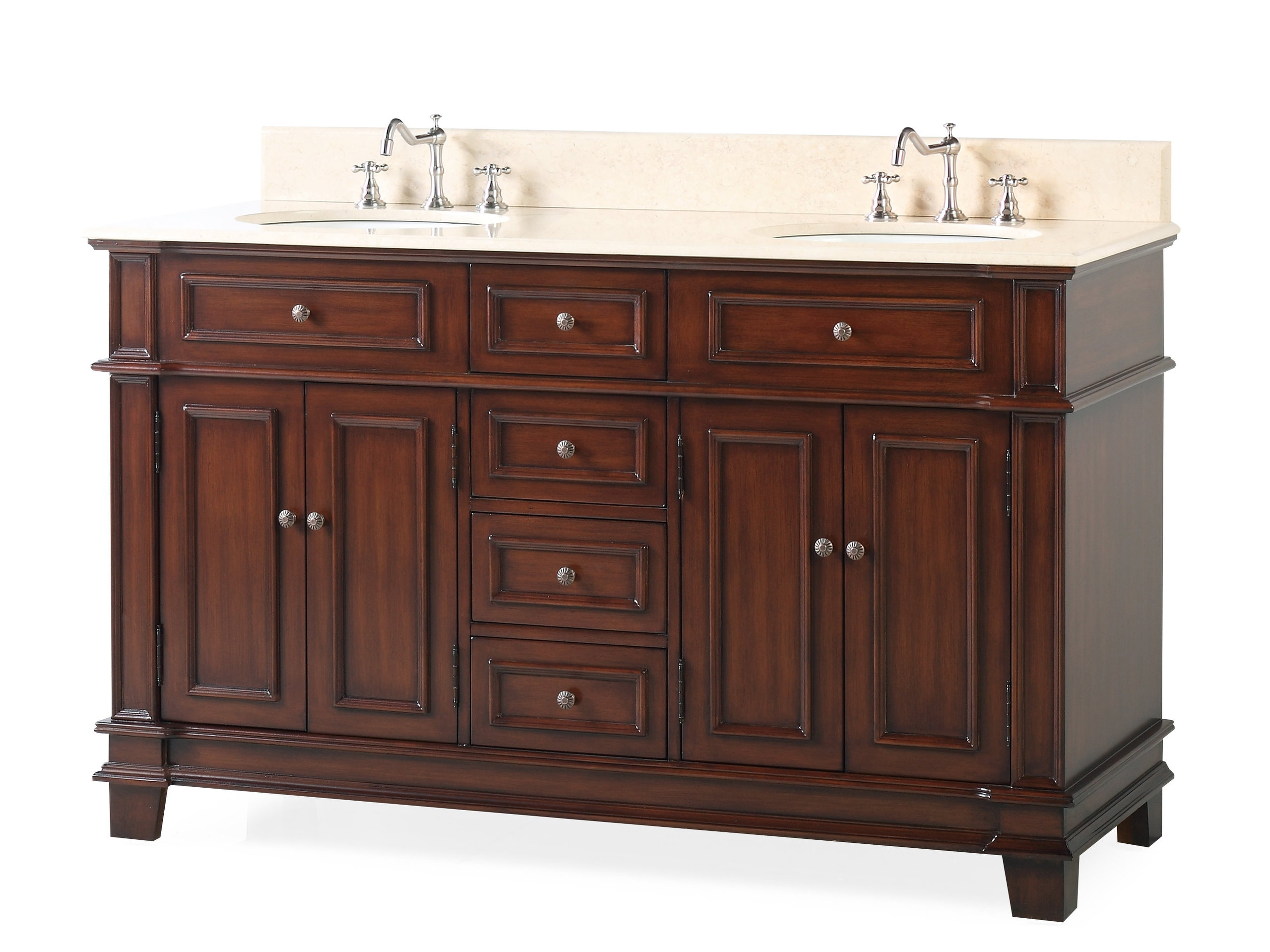 60" Sanford Double Sink Large Bathroom Vanity - Traditional - Bathroom ...