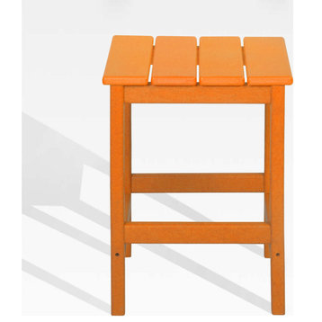 WestinTrends Outdoor Patio Adirondack Plastic Side Table Square Accent Table, Orange