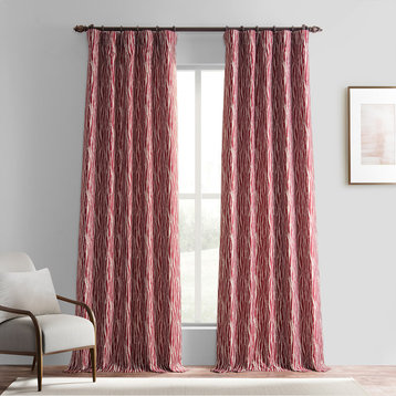 Faux Silk Jacquard Darkening Curtains 1 Panel, Tiger Stripe Red, 50w X 96l