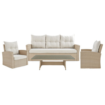 Canaan All-Weather Wicker Outdoo Set, Sofa, Two Arm Chairs, Coffee Table