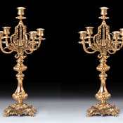 Bronze Columina Candelabras, Set of 2