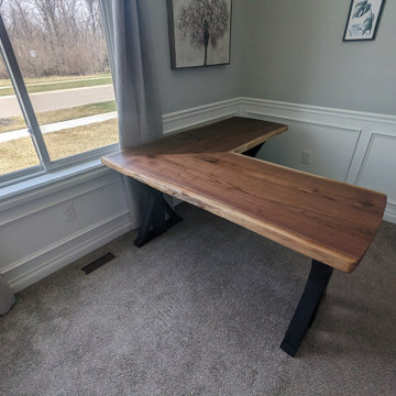 Custom Walnut L-Shaped Desk | Solid Hardwood Executive Office Desk