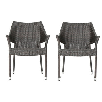 Del Mar Outdoor Brown Wicker Chairs, Set of 2