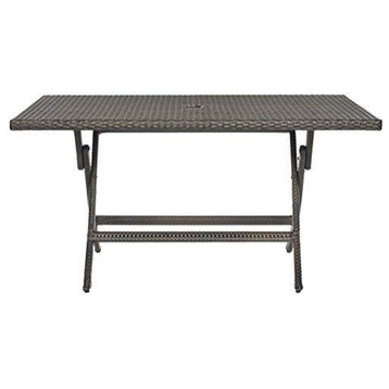 Folding Patio Dining Table, Crossed Trestle Base & Rectangular Tabletop, Brown