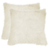 18” x 18” Tan Shearling Sheepskin Pillow by East Perry