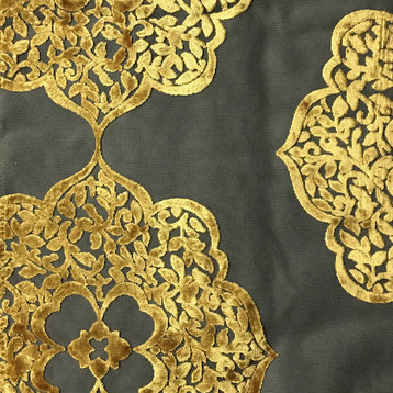 Mayfair Burnout Velvet Drapery and Upholstery Fabric, Golden