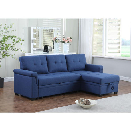 Destiny Light Gray Linen Reversible Sleeper Sectional Sofa With Storage Chaise