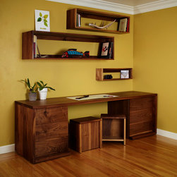 Walnut Desk and Shelves - Desks And Hutches