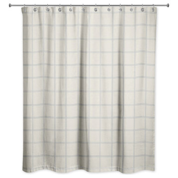 Cream and Gray Check 71x74 Shower Curtain