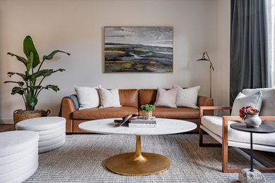 Transitional living room photo in Montreal