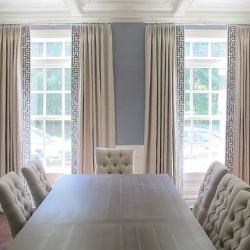 Linen panels with Greek Key banding