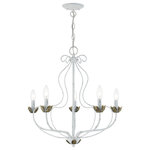 Livex Lighting - Livex Lighting 5 Light Antique White Chandelier - The five-light Katarina floral chandelier showcases a graceful look. The antique white finish combined with antique brass finish accents completes this timeless and casual design.