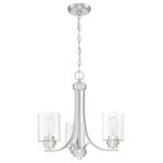 Craftmade - Bolden 3-Light Transitional Chandelier in Brushed Polished Nickel - Bold clean lines with your choice of clear seeded or white frosted glass shades complement the graceful shapes of the Bolden collection setting the stage for a look that is luxurious and effortless.  This light requires 3 , . Watt Bulbs (Not Included) UL Certified.