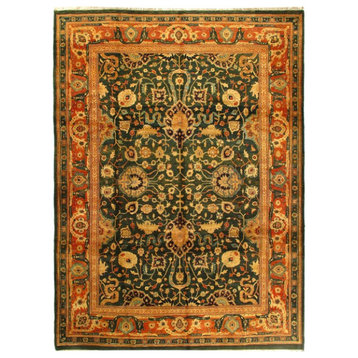 Green Fine Hand Knotted Agra 9'9''x13'6''