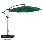 Villacera - Villacera 10' Patio Umbrella With 8 Steel Ribs Aluminum Pole Vertical Tilt Green - Create a cool and comfortable spot to entertain guests under an attractive piece of outdoor decor that also provides quality sun protection with this 10  Offset Patio Umbrella, by Villacera. The easy to use hand-crank opens and closes the umbrella in seconds to block sunlight so you can relax in the shade during hot summer days. The convenient handle allows you to adjust the vertical tilt of the 10-foot canopy in 5 positions, providing UV protection where ever the sun is shining.  In addition, this umbrella includes a stable cross base and is made with durable steel for superior value while enduring heat, wind, and rain!  Simply crank the umbrella closed when not in use and use the built-in strap to secure it to the pole.