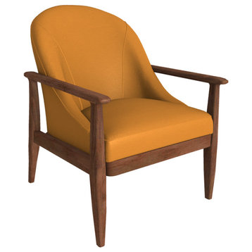 Elena Leather Lounge Chair, Finish Shown: Pumpernickel, Leather Shown: Saffron