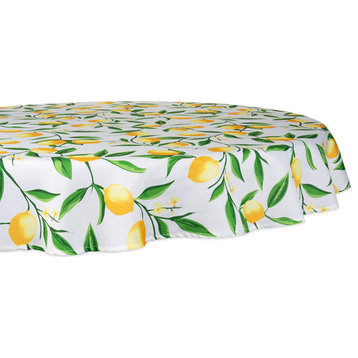 DII Lemon Bliss Print Outdoor Tablecloth 60 Round