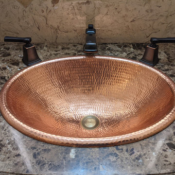 19" Oval Self Rimming Hammered Copper Bathroom Sink in Polished Copper (LO19RPC)